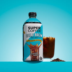 SUPER COFFEE six-pack bottles ready for convenient on-the-go coffee moments.