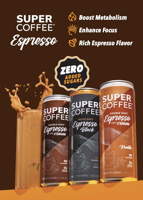 SUPER COFFEE 0g added sugar label emphasizes sugar-free option