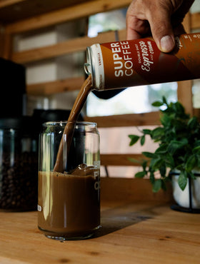SoyFree and GlutenFree badge on SUPER COFFEE can