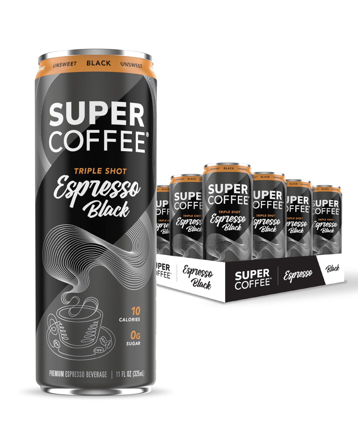 SUPER COFFEE Espresso Triple Shot can front view for on-the-go energy