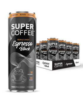 SUPER COFFEE Espresso Triple Shot can front view for on-the-go energy