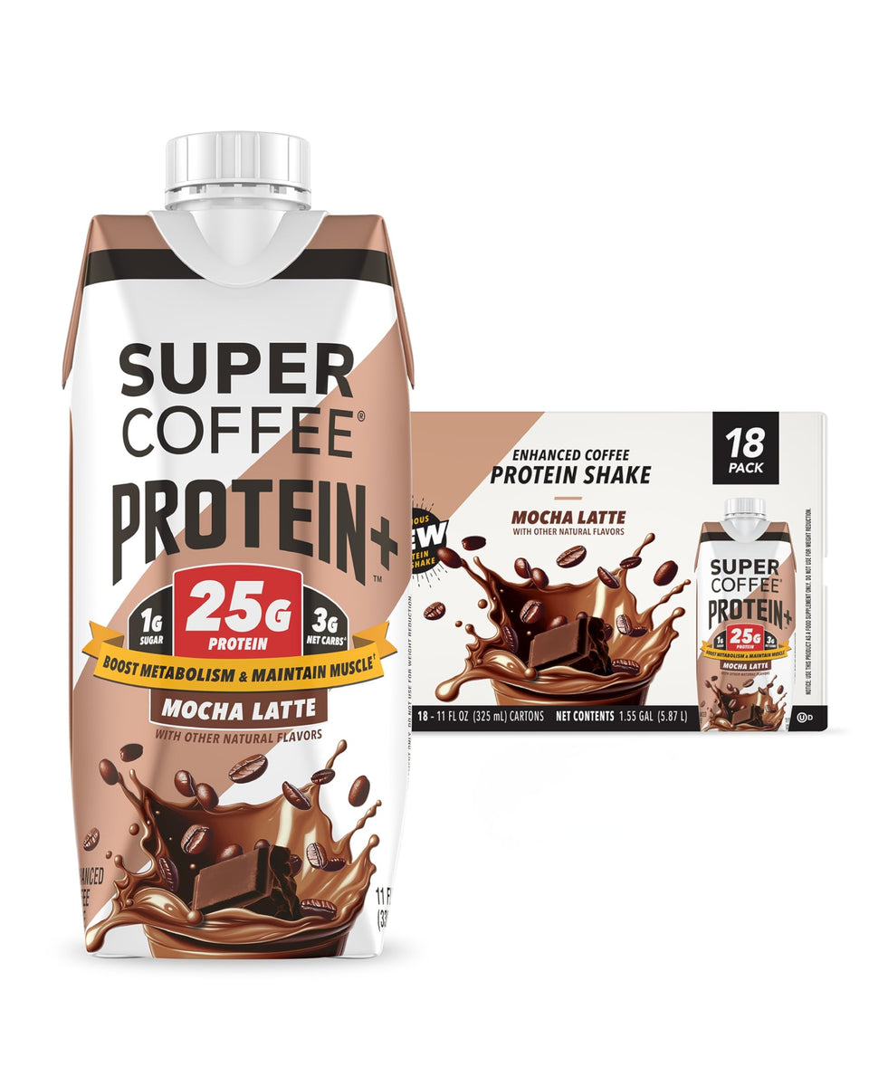 SUPER COFFEE+ Mocha bottle pour for a quick energy lift