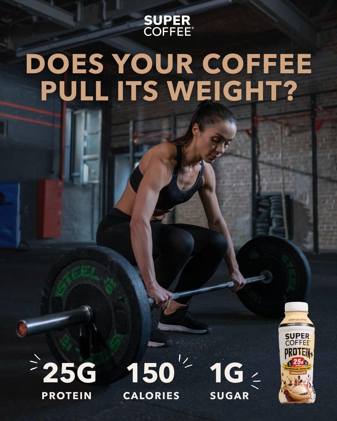 SUPER COFFEE+ Mocha bottle side view with sleek design
