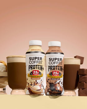 SUPER COFFEE Protein+ Vanilla energy boost for busy afternoons.