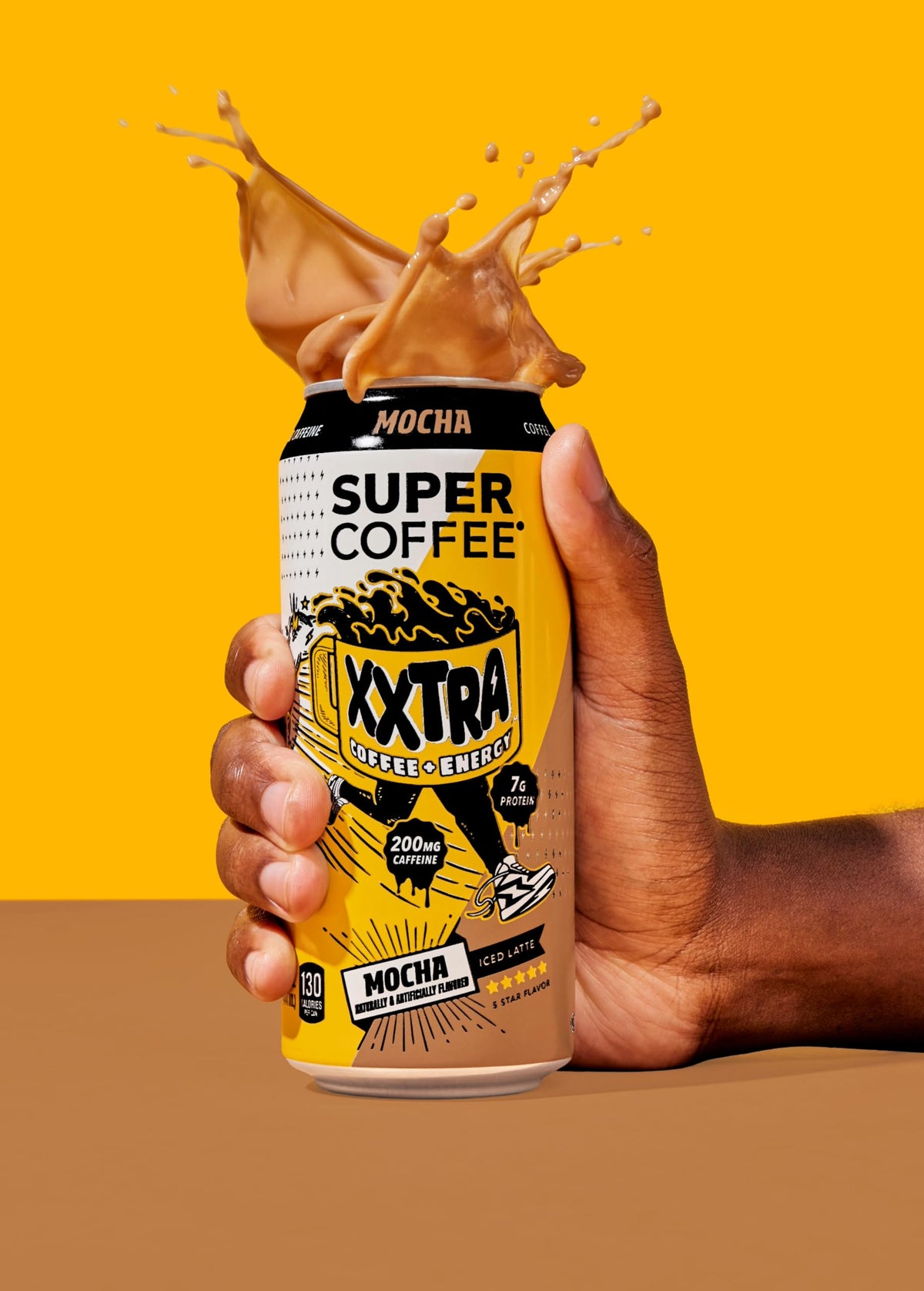 12-pack of SUPER COFFEE XXTRA on a store shelf display.