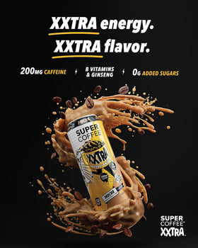 XXTRA ingredients bottle with real milk, vitamins, ginseng, and MCT oil.