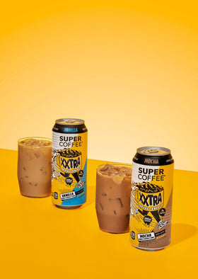 Steaming can of SUPER COFFEE XXTRA with mocha aroma.