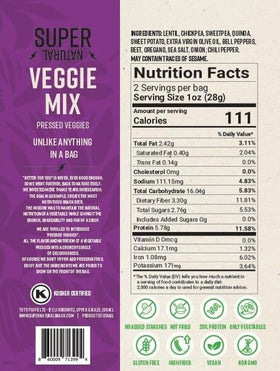 Super Natural Snack quinoa crisps bag; nutty flavor and fiber-rich snack.