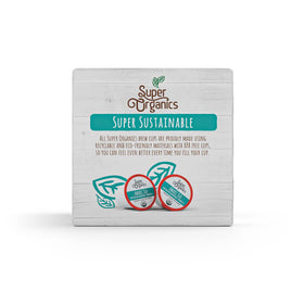 Organic label on Super Organics Awake product highlighting USDA Organic and vegan ingredients.