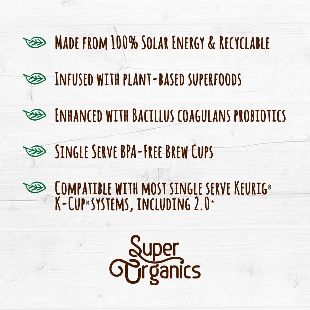 Morning routine with Super Organics Awake tea pod delivering a flavorful pick-me-up.