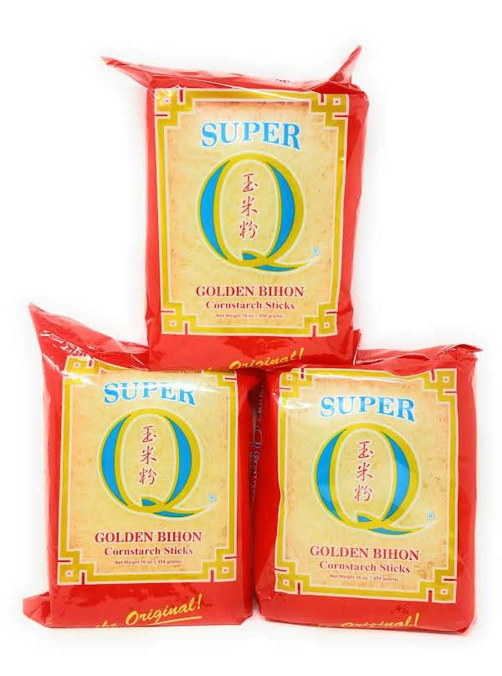 Super Q Golden Bihon noodles in a 3-pack, ideal for quick weeknight meals.