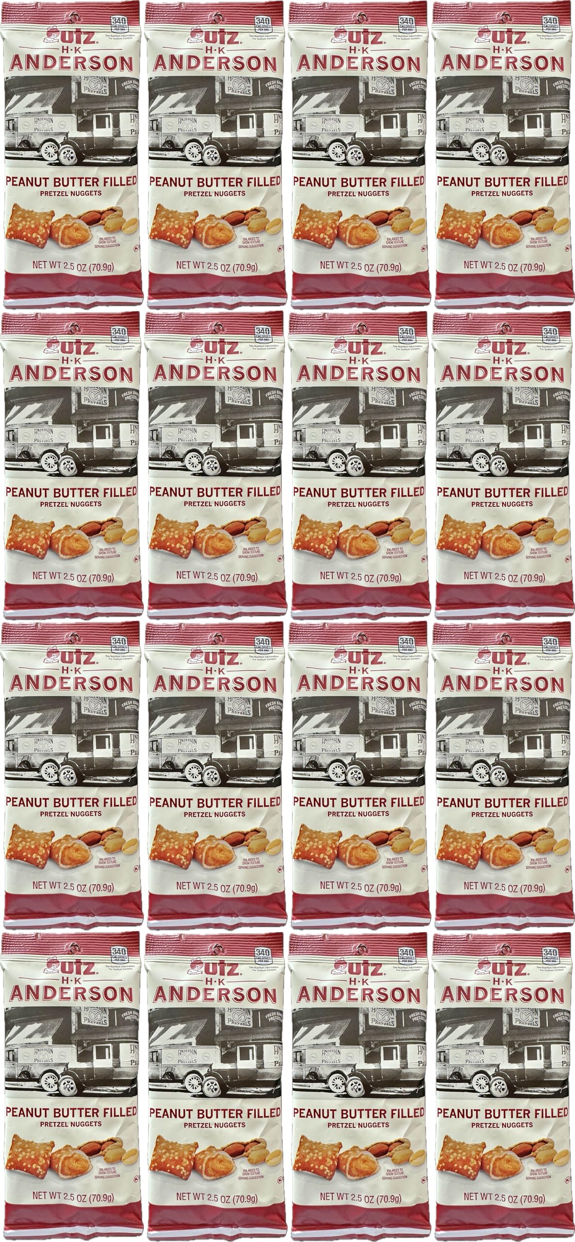 SUPERDEALS HK Anderson peanut butter filled pretzel nuggets in packaging for easy snacking.