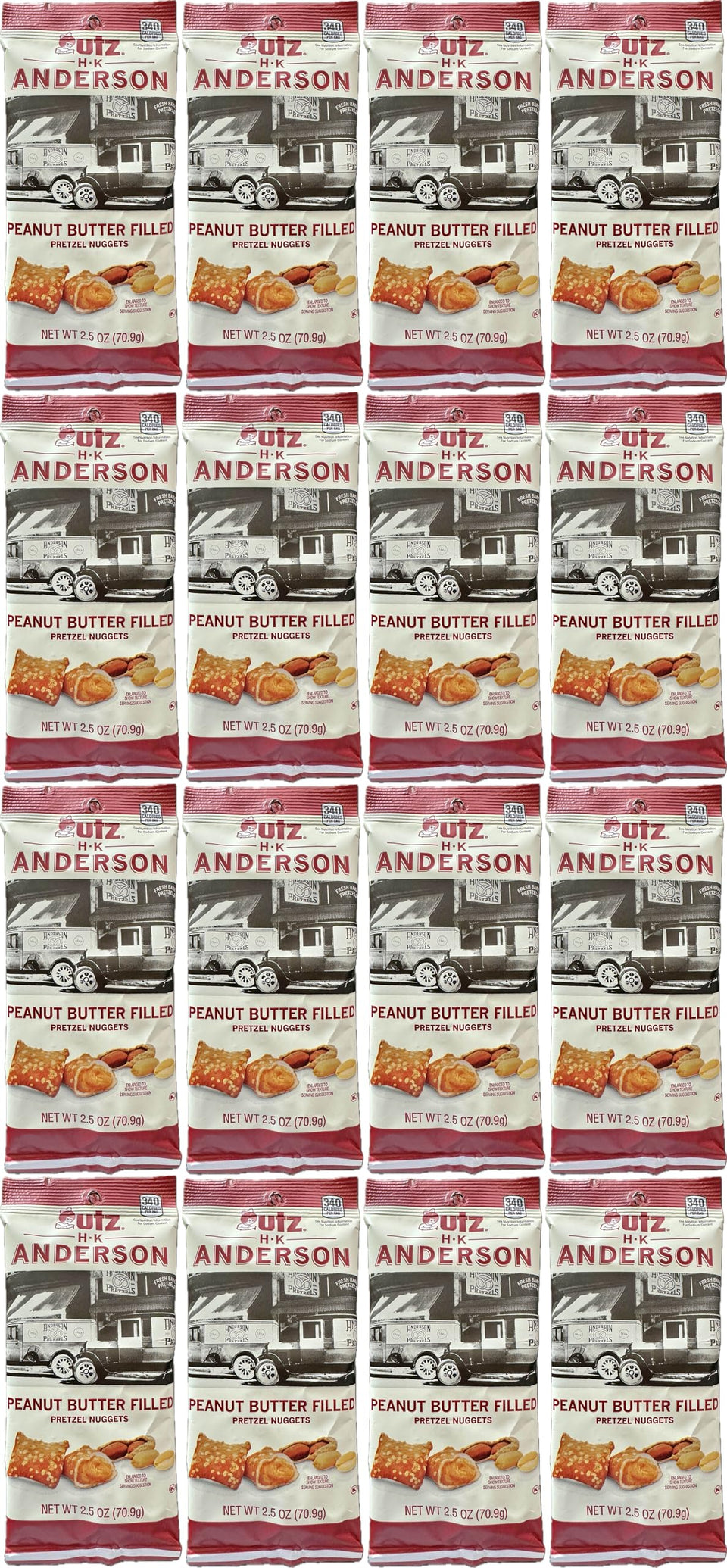 SUPERDEALS HK Anderson peanut butter filled pretzel nuggets in packaging for easy snacking.