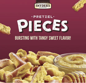 Serving idea with dip featuring Snyder's Honey Mustard Onion pretzel pieces