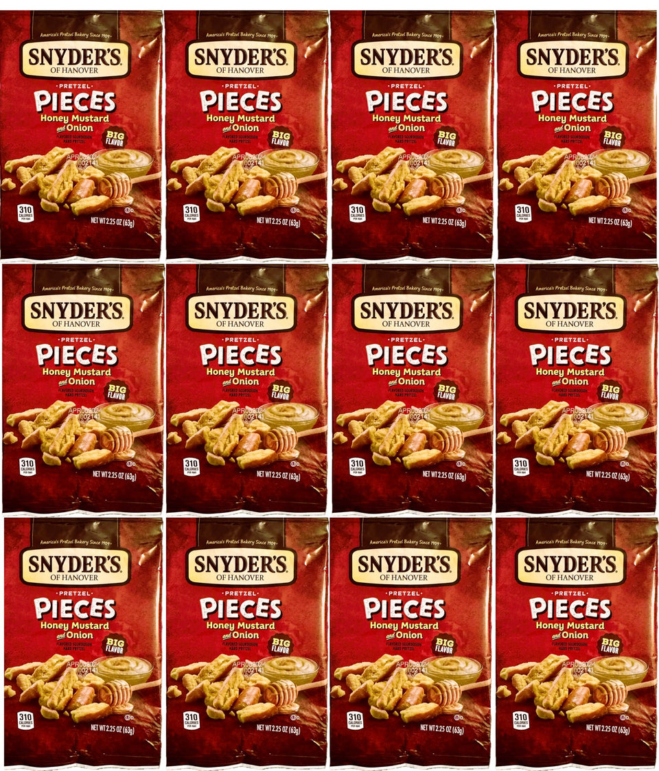 SUPERDEALS Snyder's honey mustard onion pretzel pieces in a 12-pack for gatherings