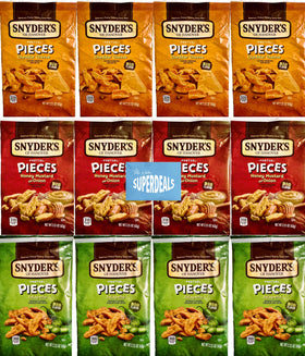 SUPERDEALS Snyder's Pretzel Pieces cheddar close-up showing bold cheddar flavor for snacking