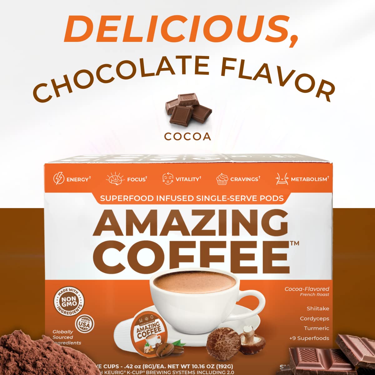 165mg caffeine per serving from green coffee and green tea
