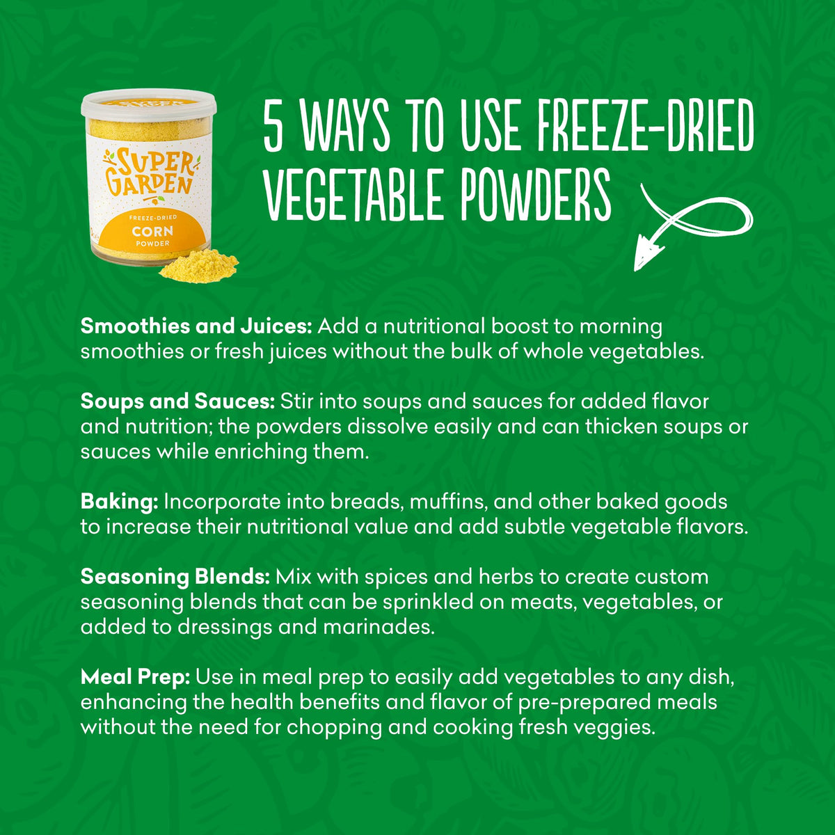 Compact tin keeps freeze-dried corn powder fresh and ready.