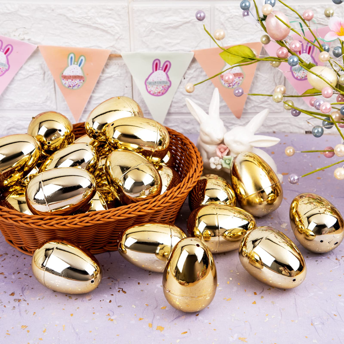 Supernal metallic egg used as Easter party favor and gift holder.