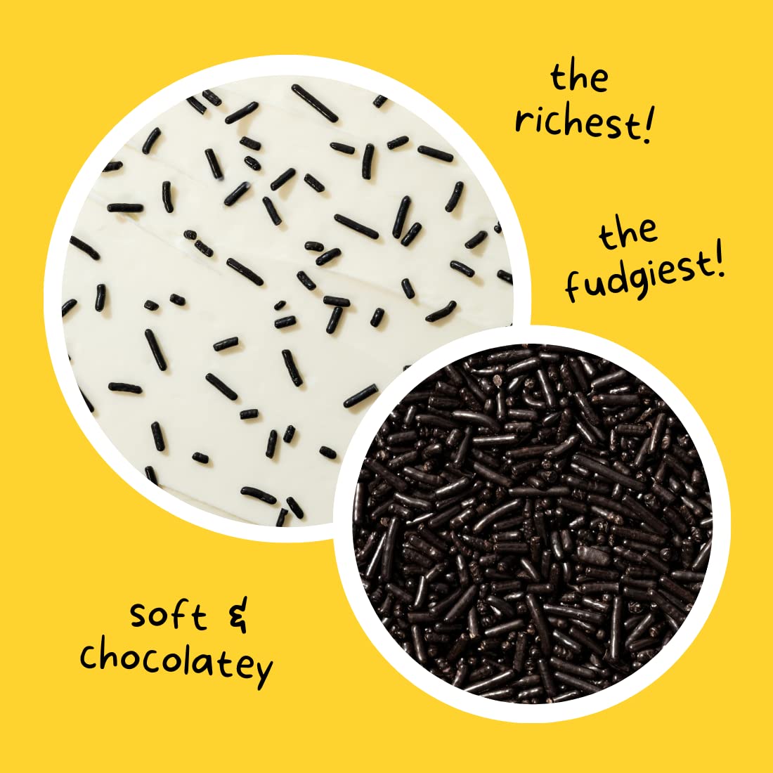 Supernatural Chocolate Softies Sprinkles on cake tops for rich flavor and color