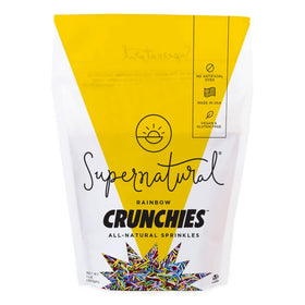Supernatural Rainbow Crunchies jar shows vibrant dye-free colors for festive desserts.