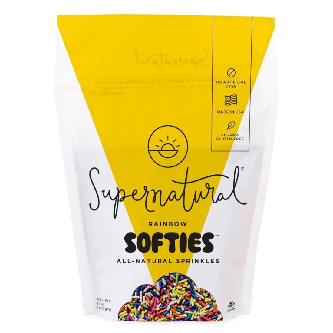 Supernatural Rainbow Softies bottle front showing vibrant plant-based colors for baking