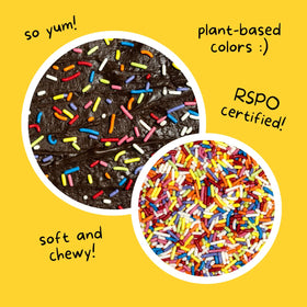Supernatural Rainbow Softies packaging highlighting plant-based color for a clean label
