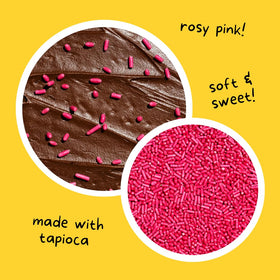 Rosy Pink Softies sprinkles on a cookie for vibrant color