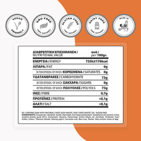 Xylitol-sweetened gum supports sugar-free freshness throughout the day.