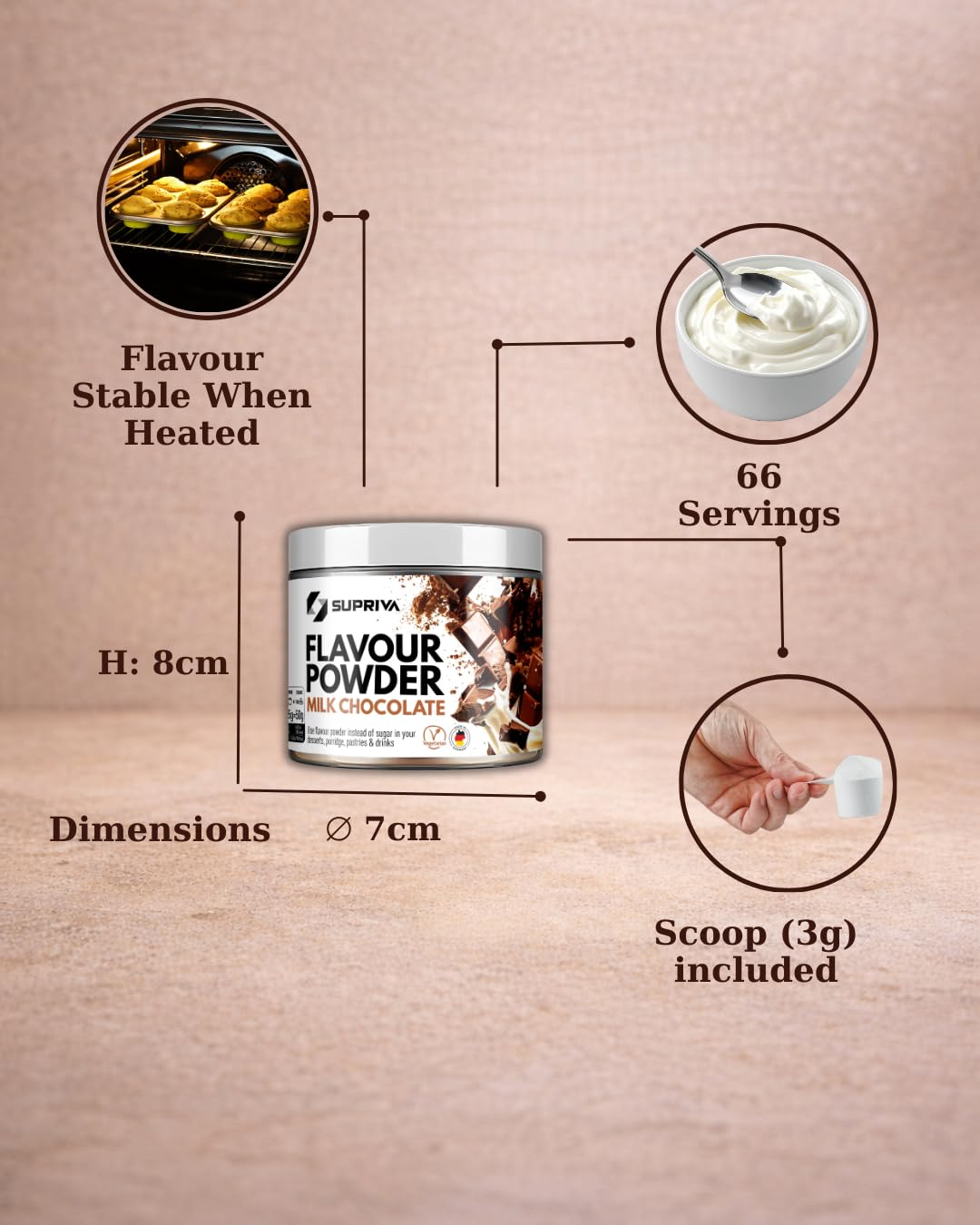 SUPRIVA Flavor Powder Cereal Bowl pairs with morning cereals for a lighter sweetness.