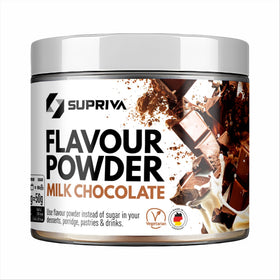 SUPRIVA Flavor Powder Milk Chocolate canister adds rich, low-calorie sweetness to drinks and baking.