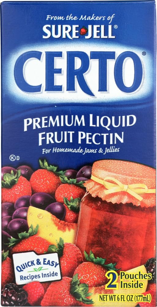 Sure-Jell Certo fruit pectin 2pk packaging for home jams.