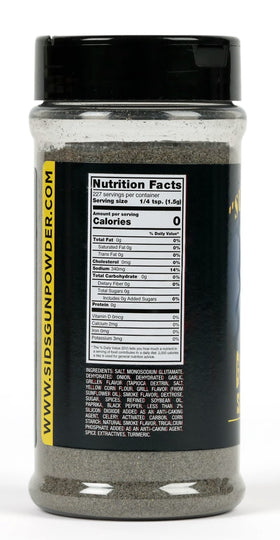 Sure Shot Sid's Gunpowder Seasoning dry-rub closeup shows even seasoning for perfect results.