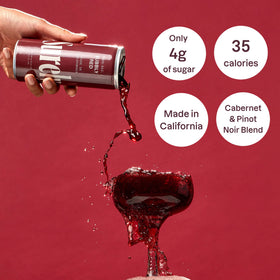 Surely non-alcoholic wine label closeup highlights de-alcoholized red blend.