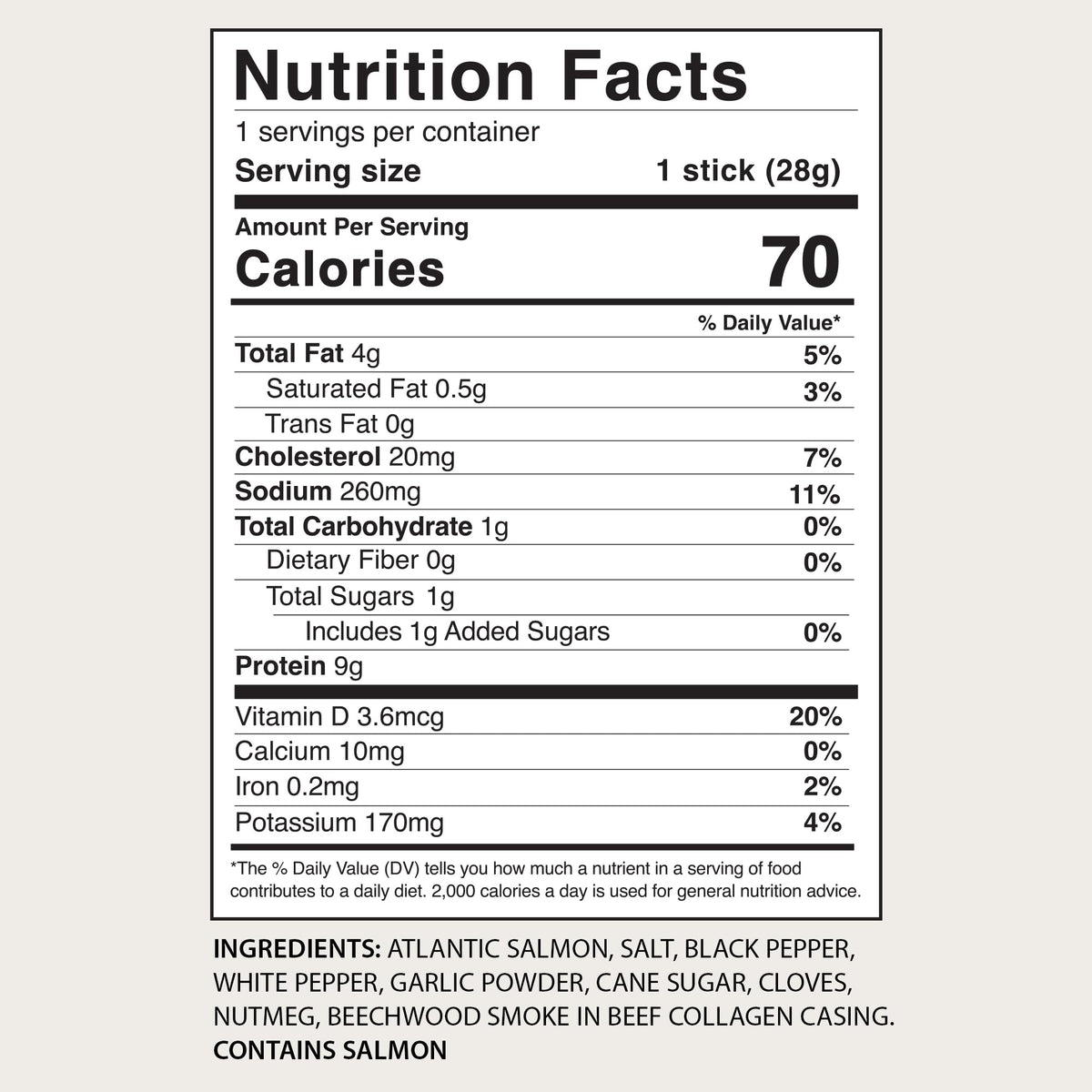 Surfsnax salmon jerky stick protein-rich snack ideal for workouts.