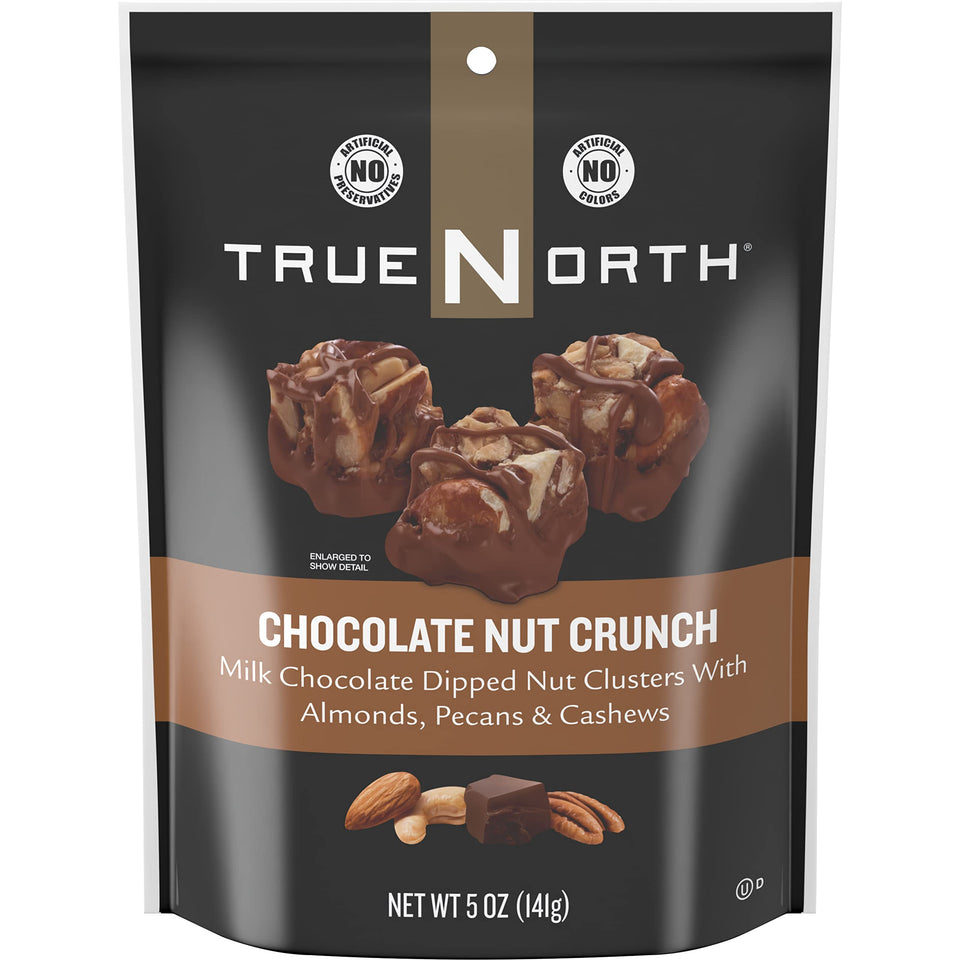 Surgeark True North Nut Clusters chocolate-dipped with almonds, pecans and cashews for a satisfying snack.