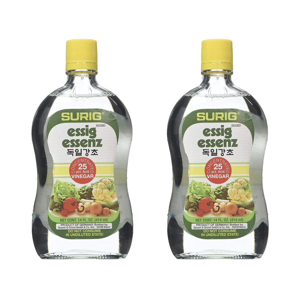 Surig Essig Essence Vinegar bottle, ideal for dressings, marinades, and everyday cleaning.