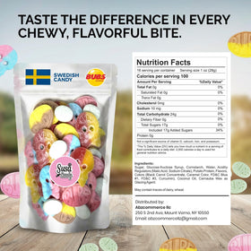 Susa Candy Bubs Swedish Candy Mix resealable packaging keeps candy fresh