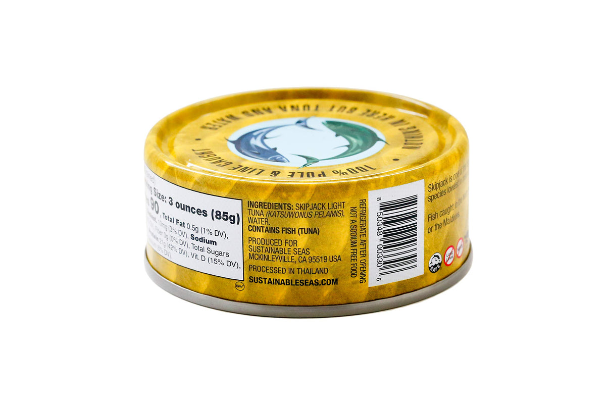 Sustainable Seas tuna on plate close-up, protein-rich meal idea