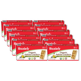 Suzie’s Organic Saltines with olive oil: crisp crackers for dipping and snacking.