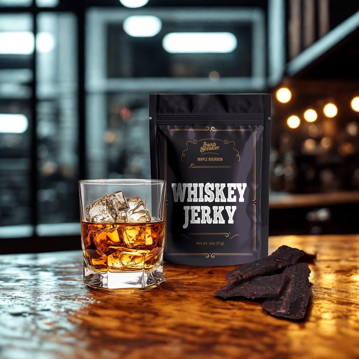 Swag Brewery Bourbon maple glaze pour, rich savory notes for entertaining.