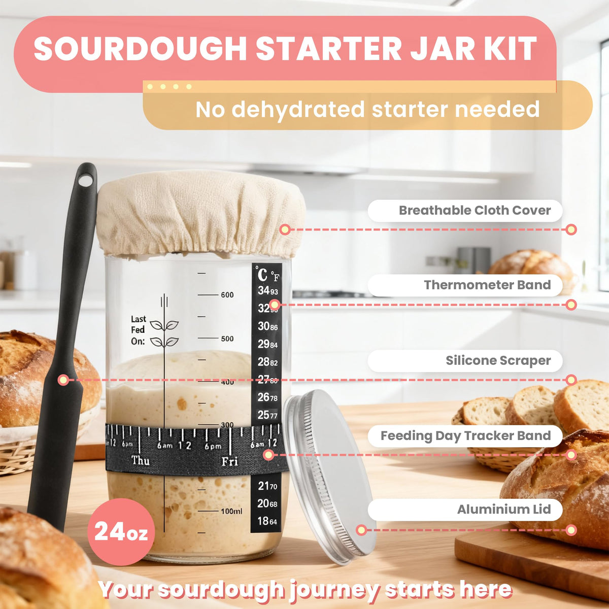 Swakik 9-inch round banneton shapes dough for even proofing.