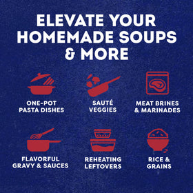 Swanson Beef Broth label detail, gluten-free and no preservatives promise