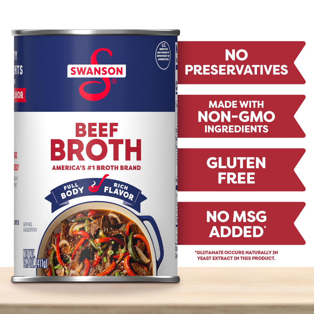 Swanson Beef Broth stovetop simmer scene, ideal for hearty stews