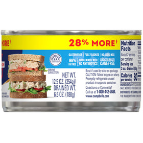 Swanson case of twelve 12.5-oz cans stored for pantry