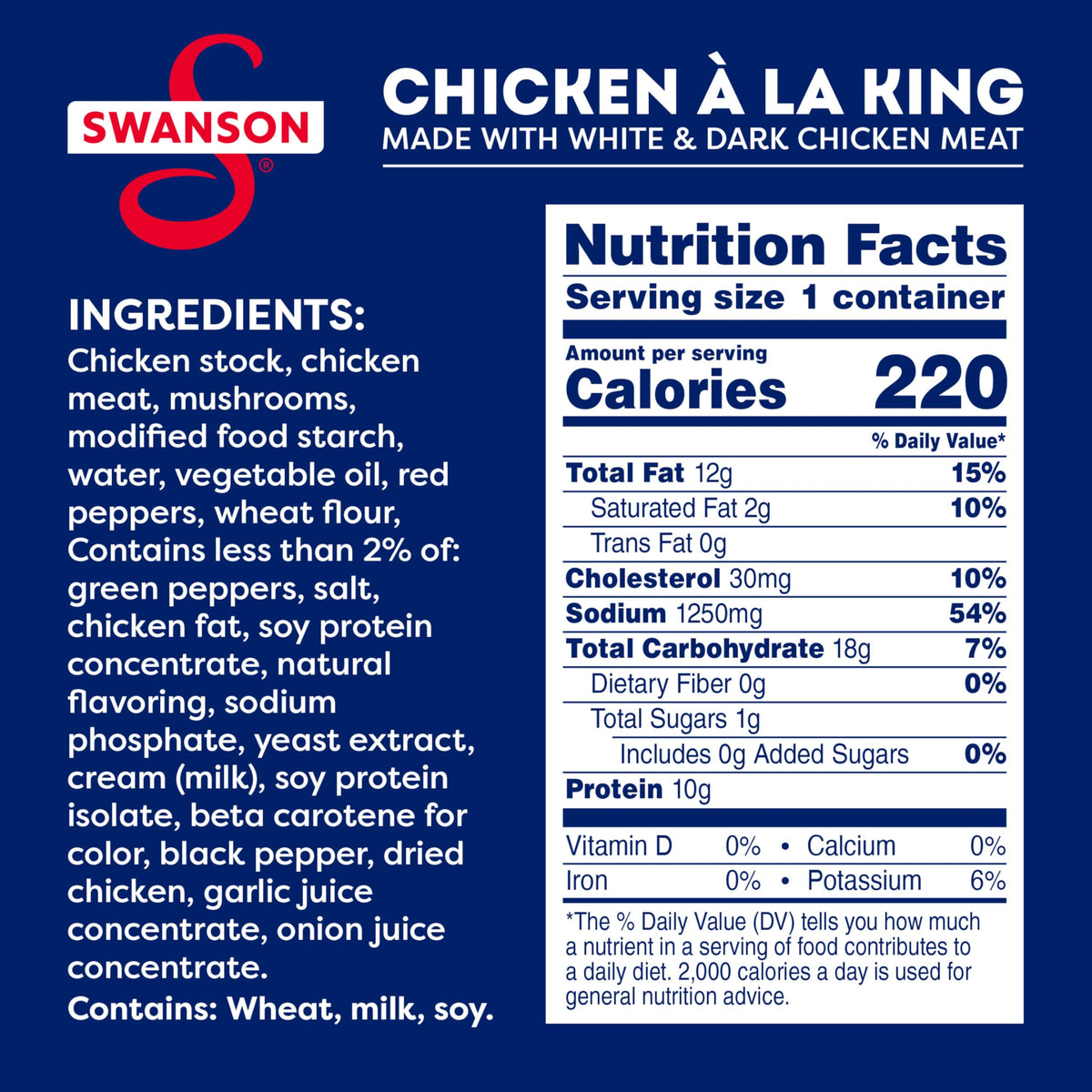 Swanson Chicken a la King chunks of white and dark meat in a can image