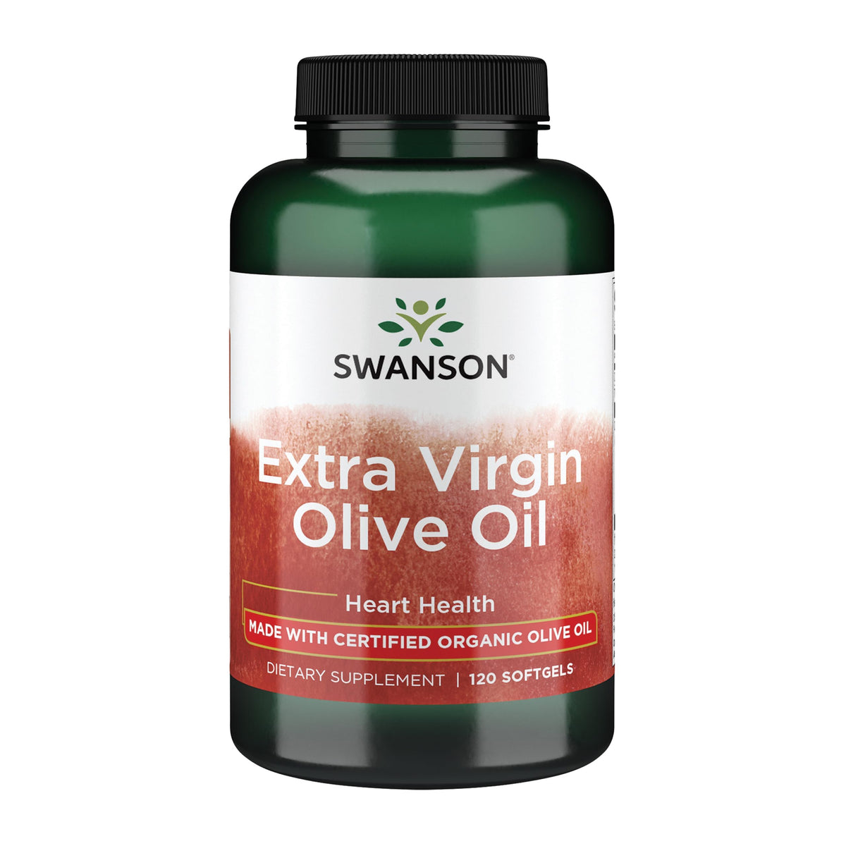 Swanson Extra Virgin Olive Oil softgel bottle — first-press purity for daily use