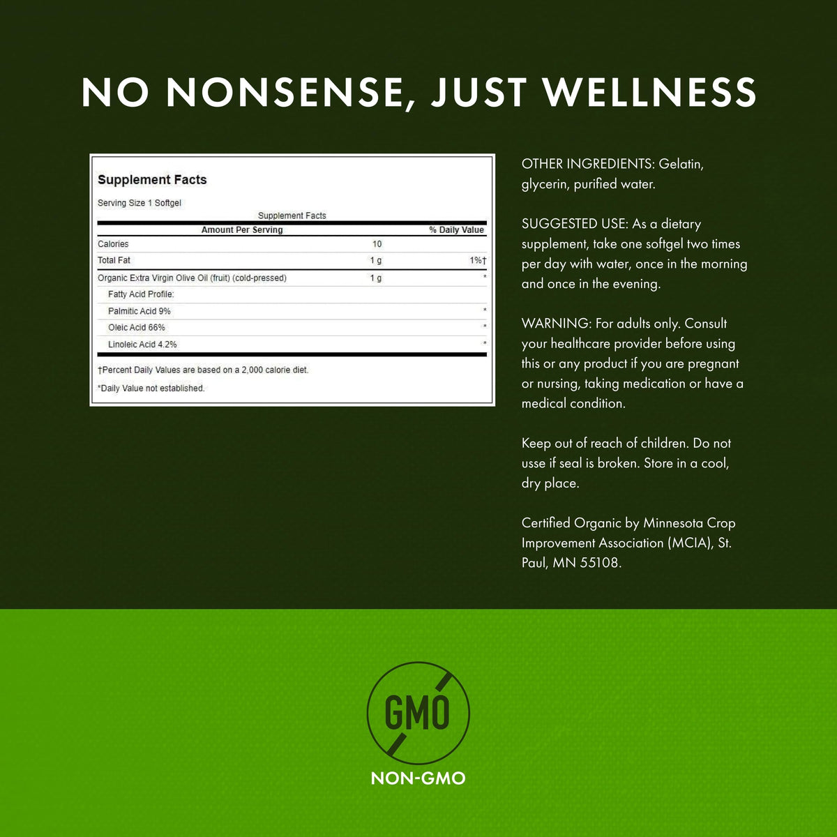 Swanson olive oil first-press bottle — organic, cold-pressed quality preserved
