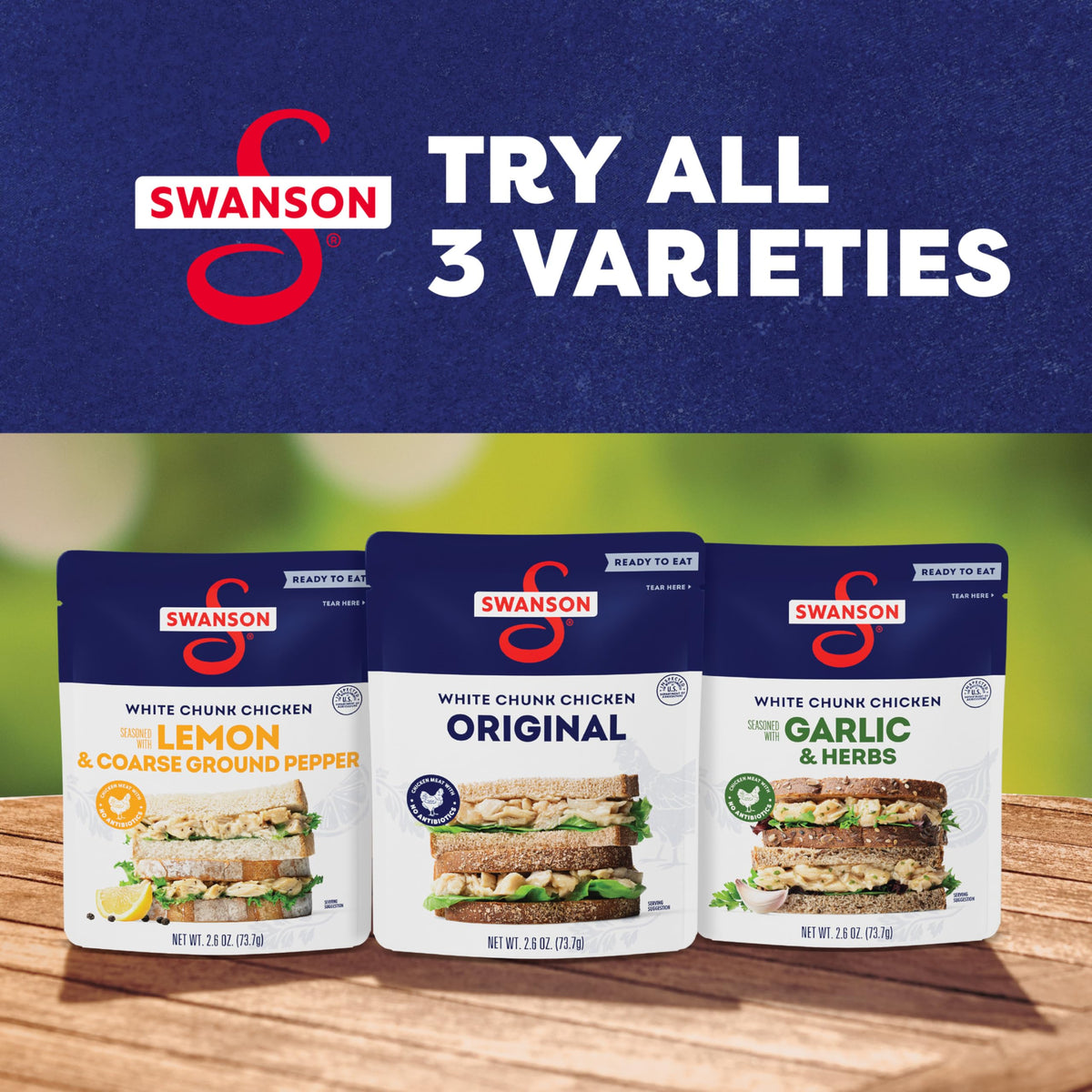 Swanson Original White Chunk Chicken with crackers for a simple snack.