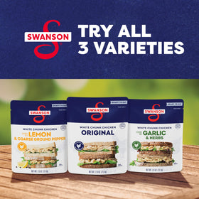 Swanson Original White Chunk Chicken with crackers for a simple snack.